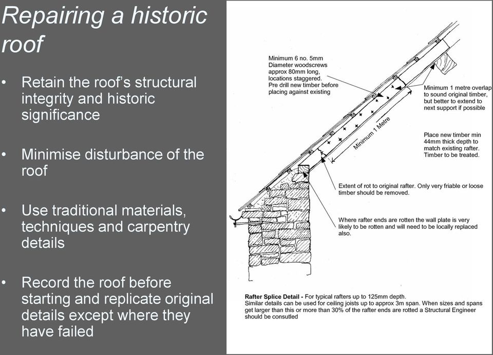 traditional materials, techniques and carpentry details Record the