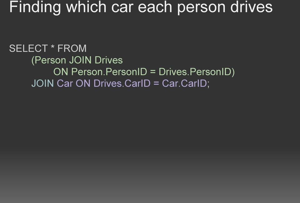 Person.PersonID = Drives.