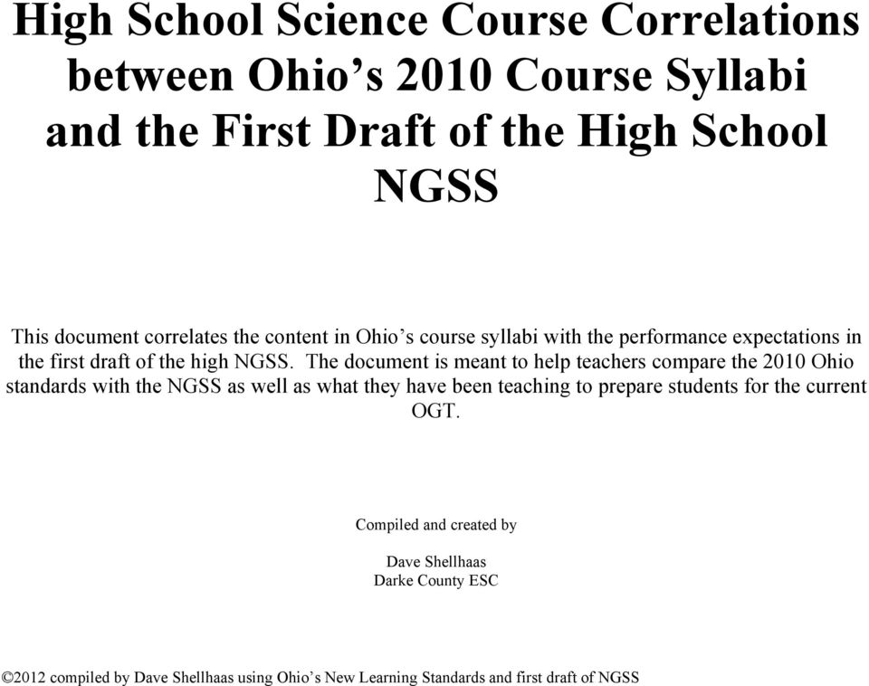 the high NGSS.