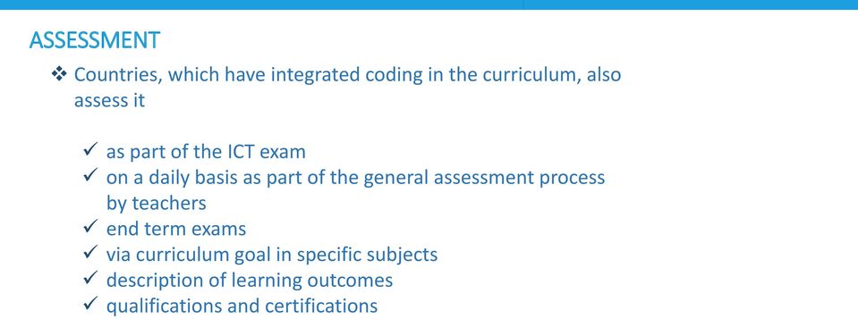 assessment process by teachers end term exams via curriculum goal in