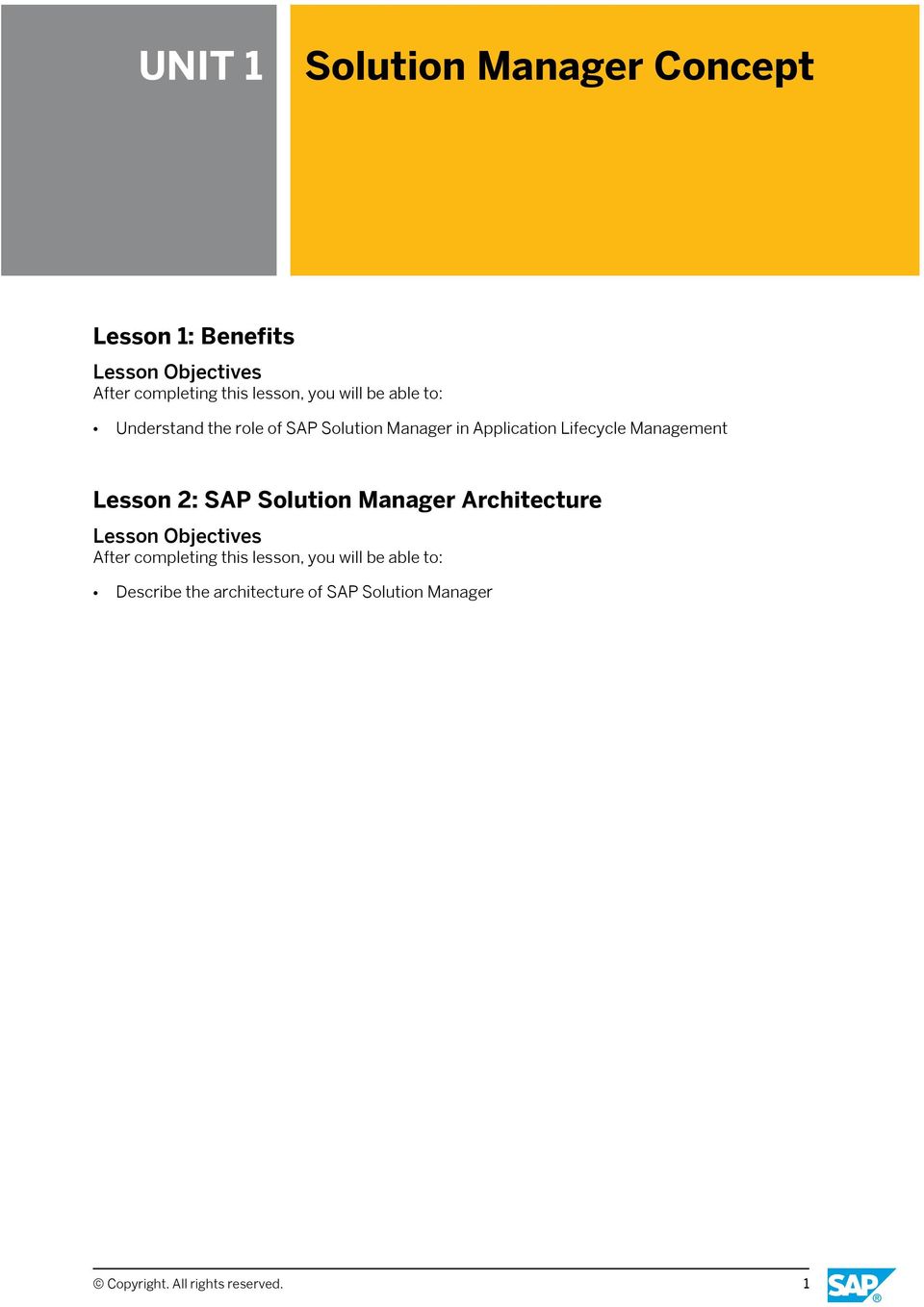 Management Lesson 2: SAP Solution Manager Architecture Describe