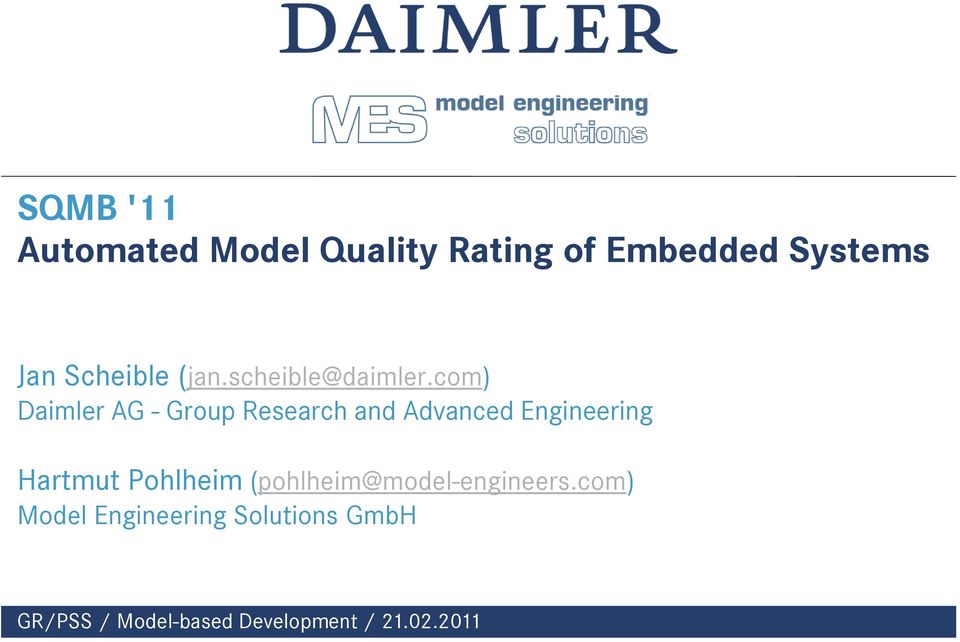 com) Daimler AG - Group Research and Advanced Engineering Hartmut