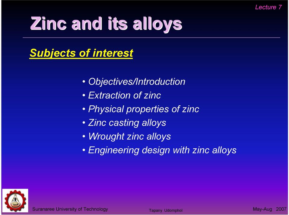 zinc Physical properties of zinc Zinc casting