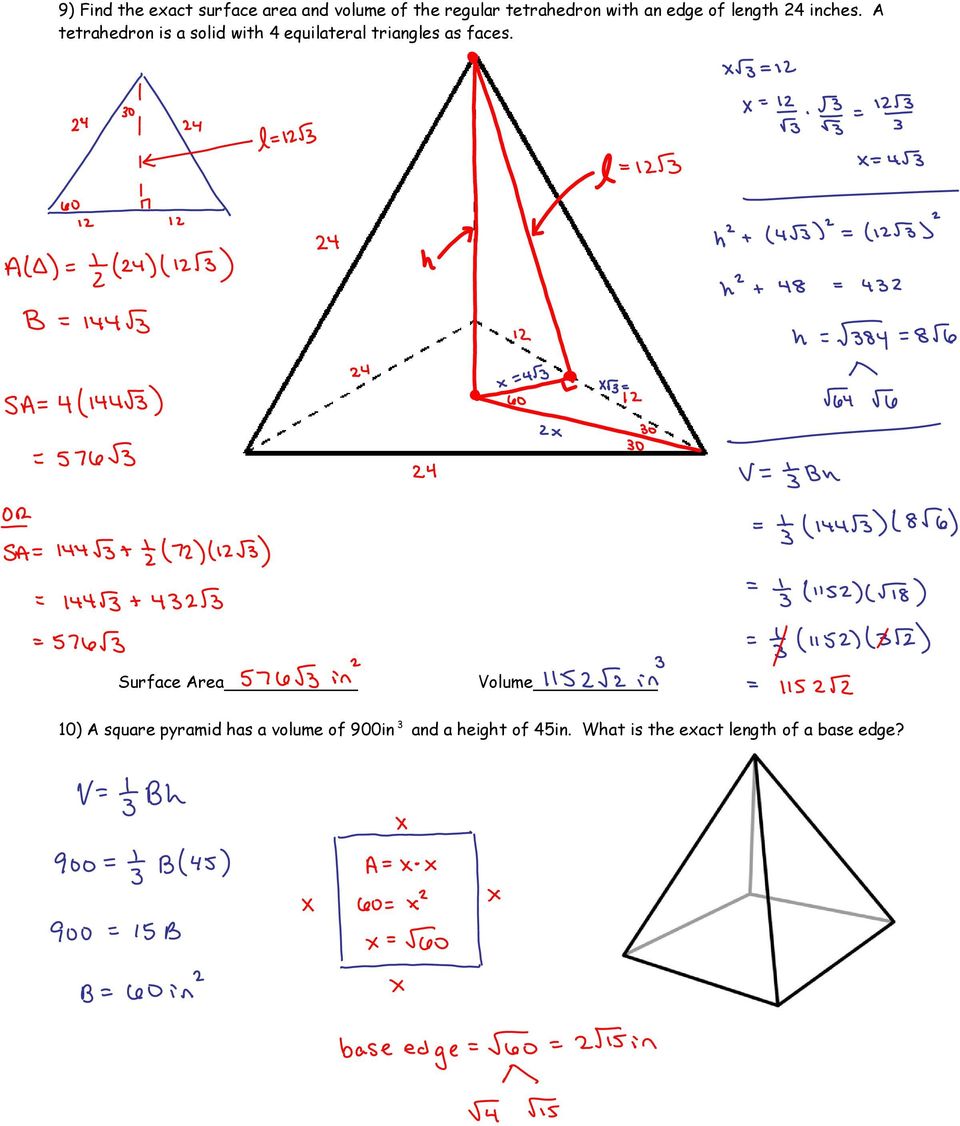 A tetrahedron is a solid with 4 equilateral triangles as faces.