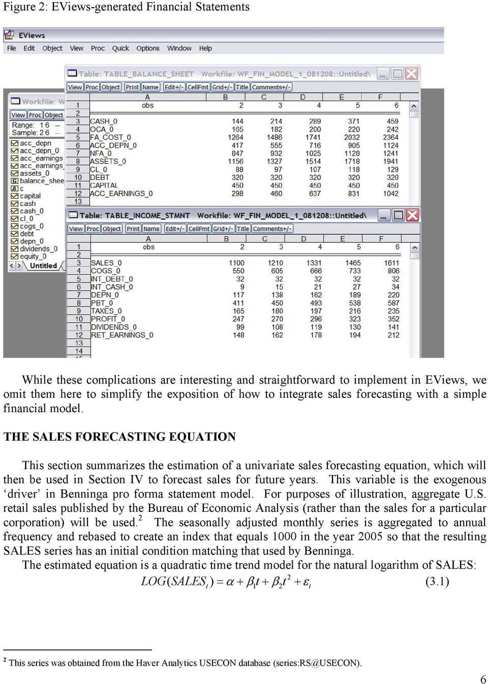THE SALES FORECASTING EQUATION This section summarizes the estimation of a univariate sales forecasting equation, which will then be used in Section IV to forecast sales for future years.