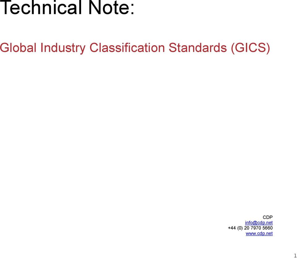 Standards (GICS) CDP