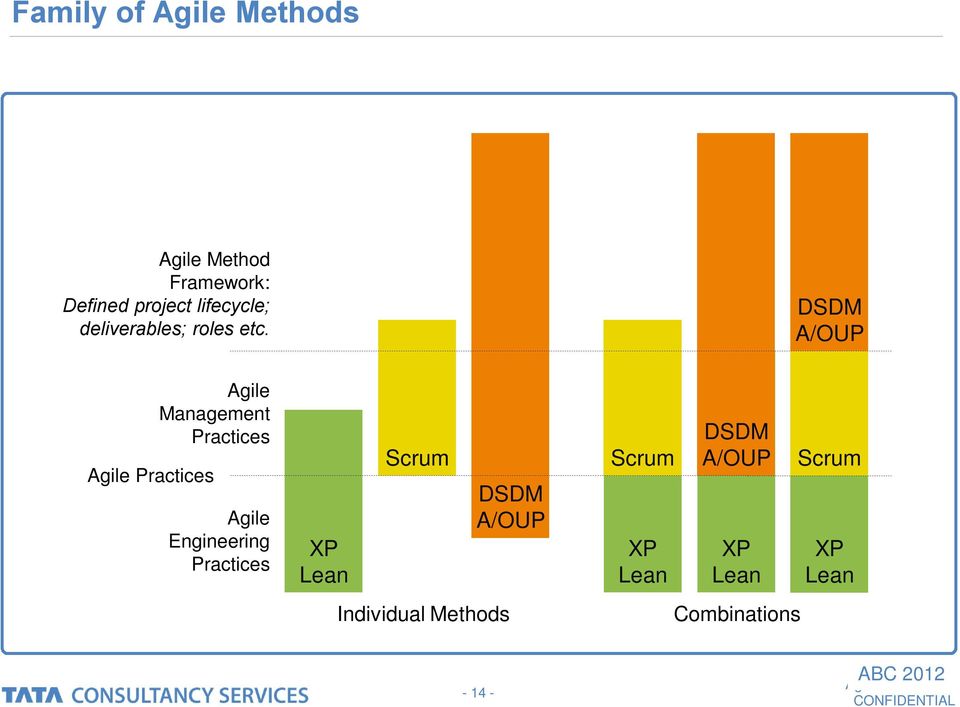 DSDM A/OUP Agile Practices Agile Management Practices Agile Engineering