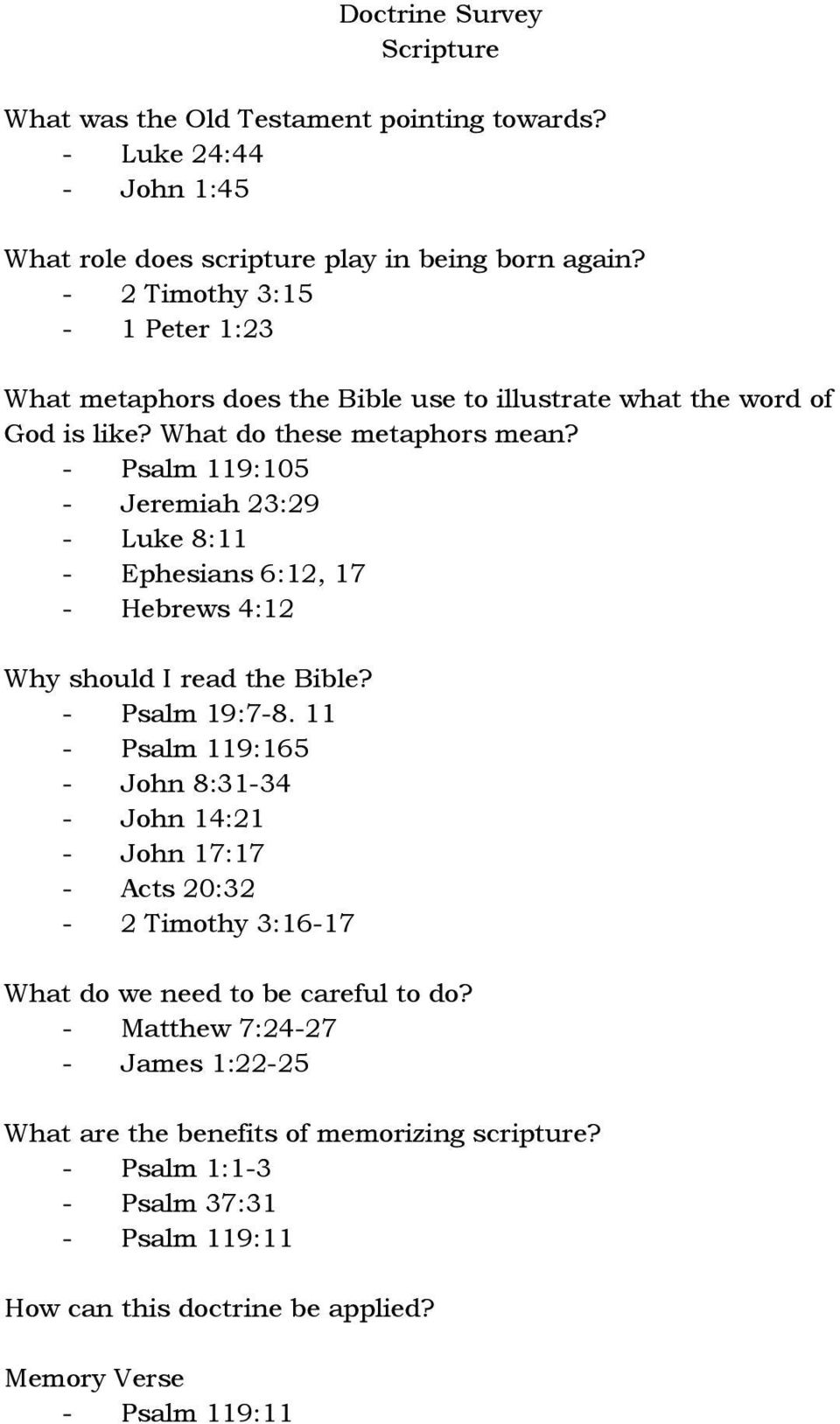 - Psalm 119:105 - Jeremiah 23:29 - Luke 8:11 - Ephesians 6:12, 17 - Hebrews 4:12 Why should I read the Bible? - Psalm 19:7-8.