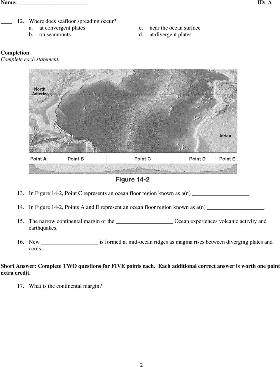 15. The narrow continental margin of the Ocean experiences volcanic activity and earthquakes. 16.