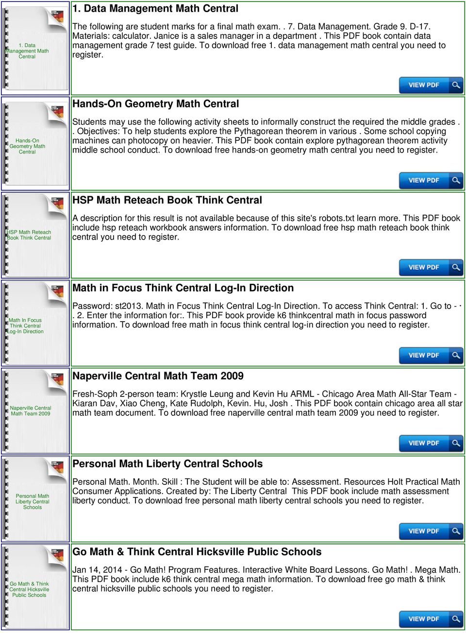 data management math central you need to Hands-On Geometry Math Hands-On Geometry Math Students may use the following activity sheets to informally construct the required the middle grades.