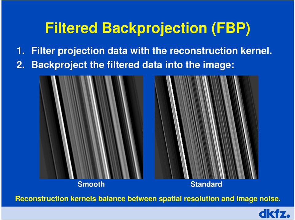 Backproject the filtered data into the image: Smooth