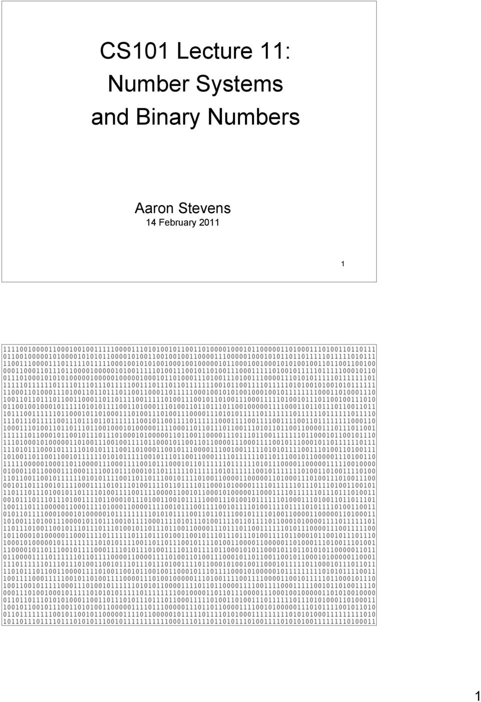 Binary Numbers Aaron