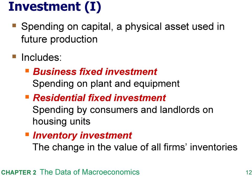 equipment Residential fixed investment Spending by consumers and landlords