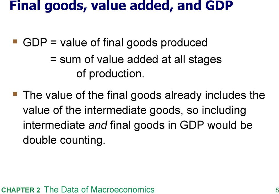 The value of the final goods already includes the value of the