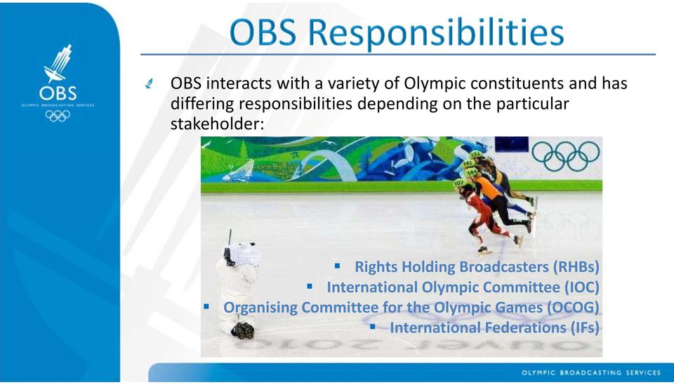 Holding Broadcasters (RHBs) International Olympic Committee (IOC)