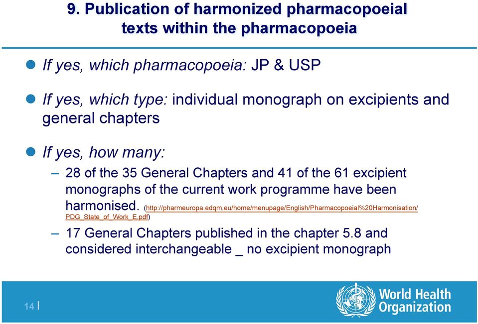 monographs of the current work programme have been harmonised. (http://pharmeuropa.edqm.