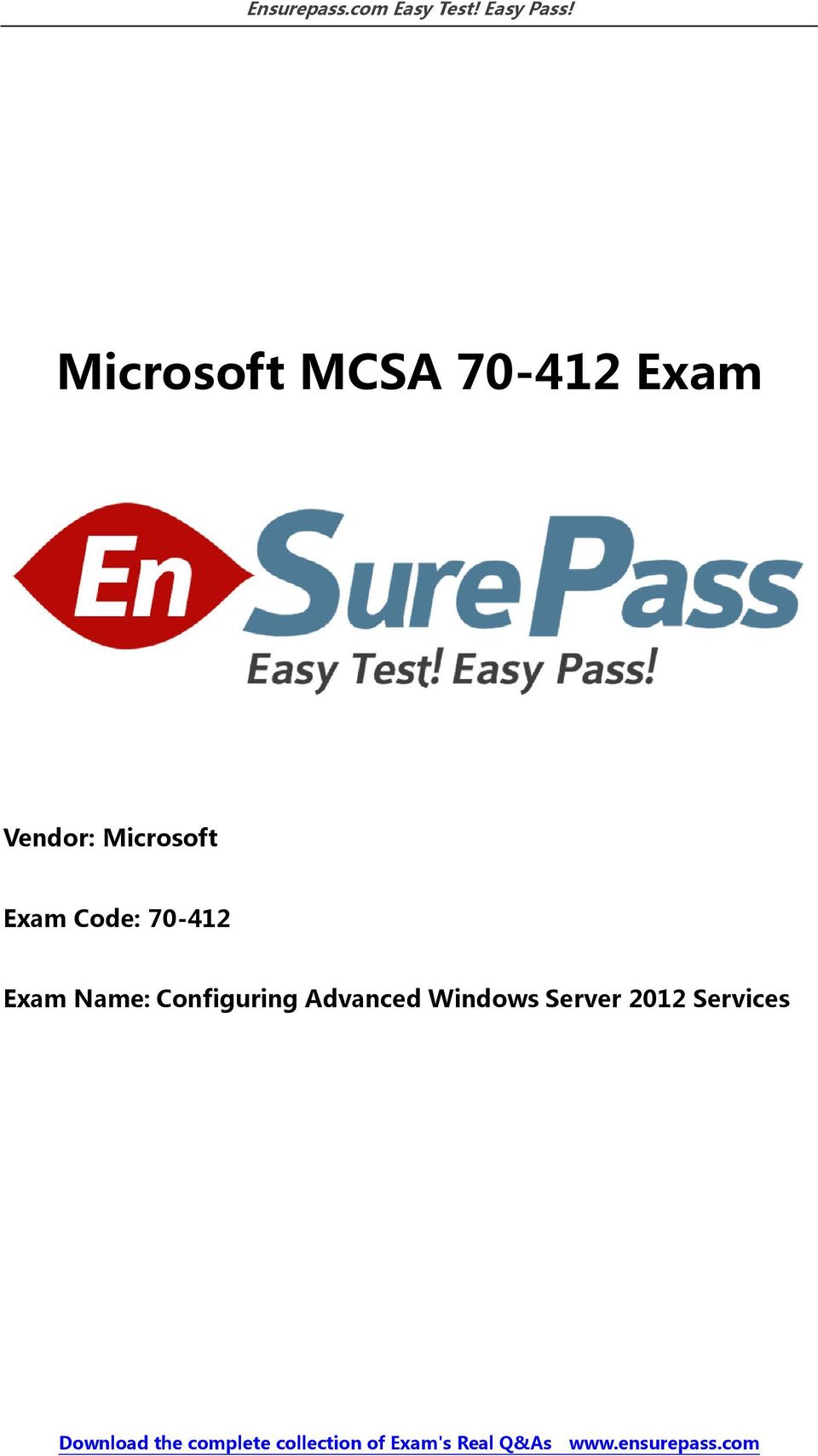 Exam 70-412 Learning Microsoft Windows 2012 Certification Online Code
