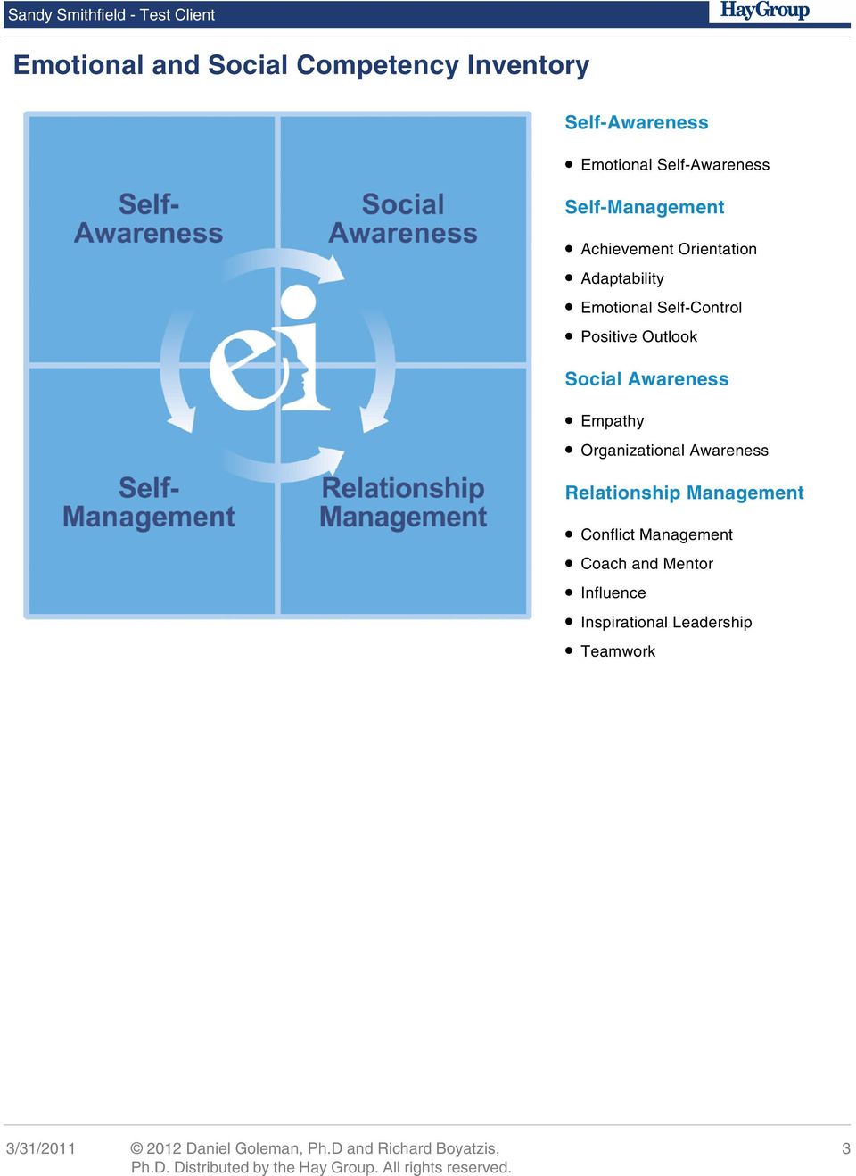 Positive Outlook Social Awareness Empathy Organizational Awareness Relationship