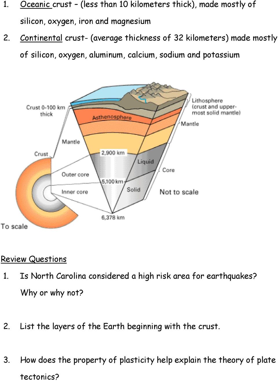potassium Review Questions 1. Is North Carolina considered a high risk area for earthquakes? Why or why not? 2.