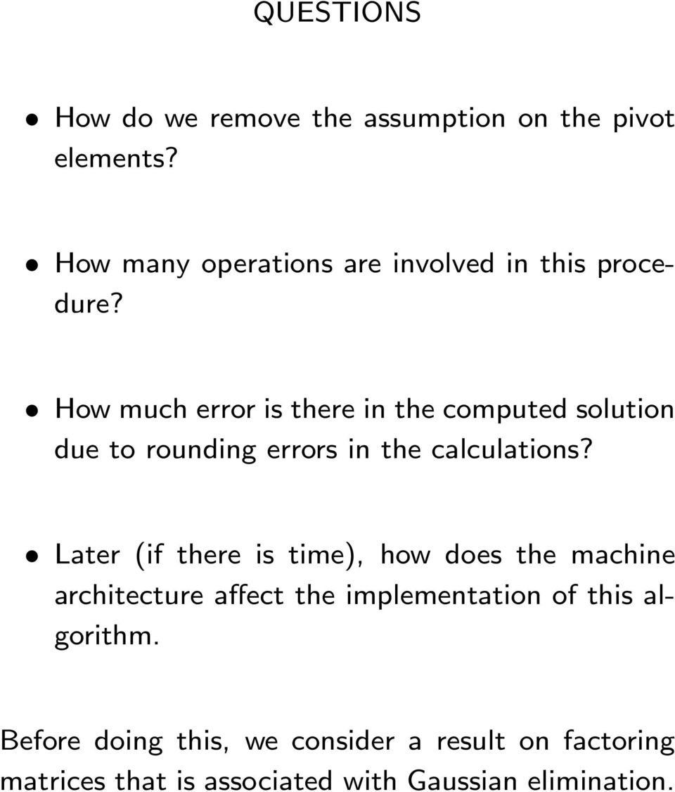 How much error is there in the computed solution due to rounding errors in the calculations?