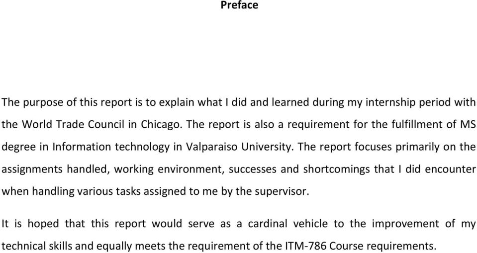 Internship report example