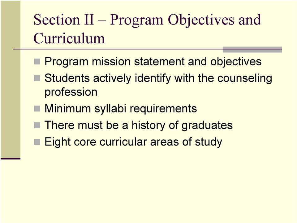 counseling profession Minimum syllabi requirements There must