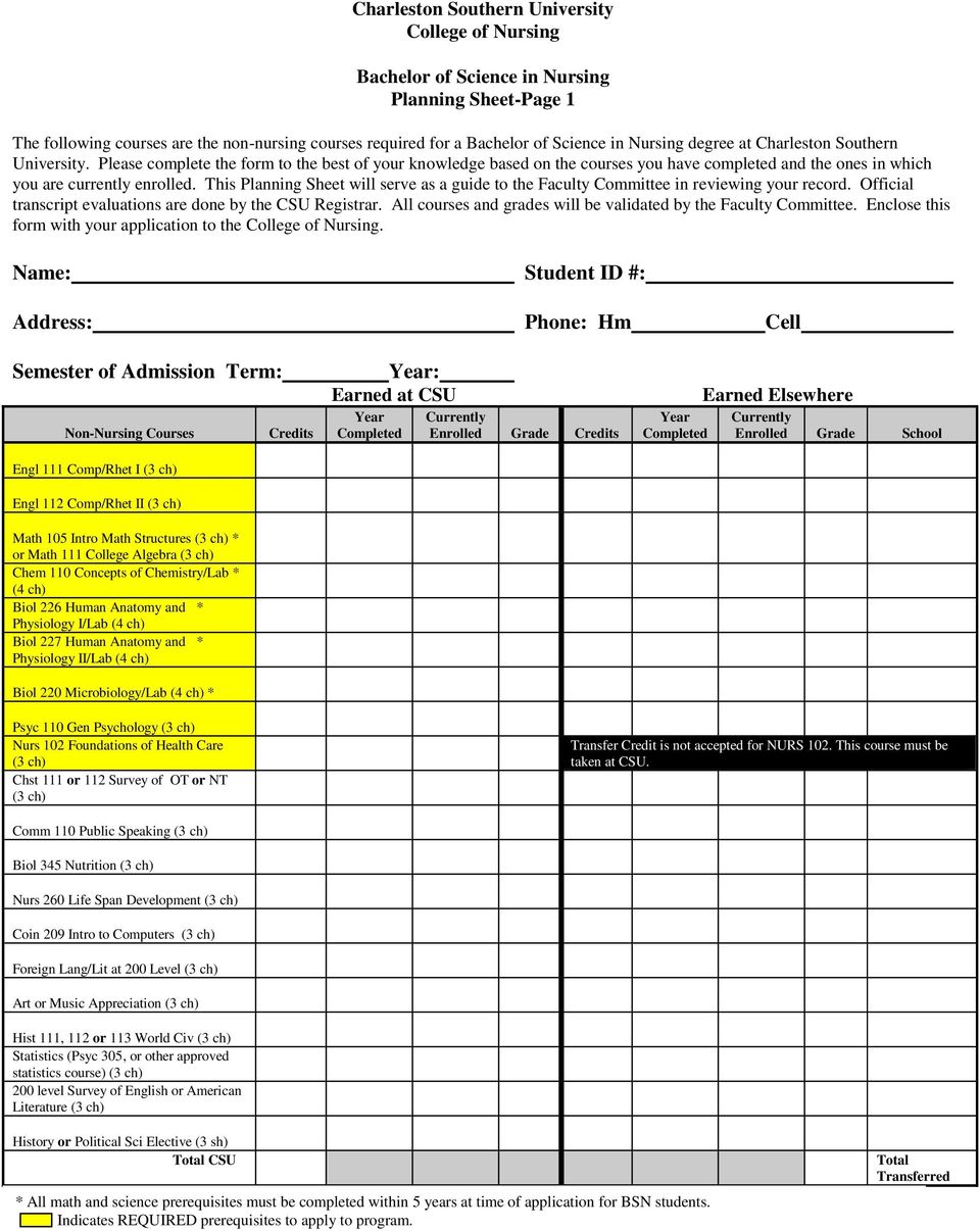 This Planning Sheet will serve as a guide to the Faculty Committee in reviewing your record. Official transcript evaluations are done by the CSU Registrar.