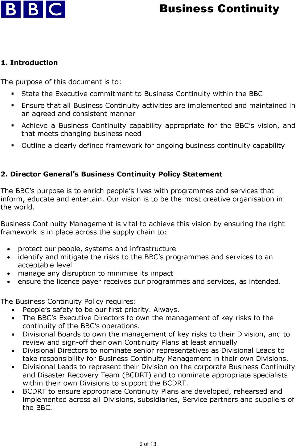 Business Continuity Management Policy - PDF Free Download Regarding Business Continuity Management Policy Template