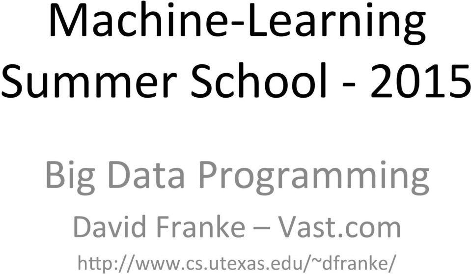 Programming David Franke