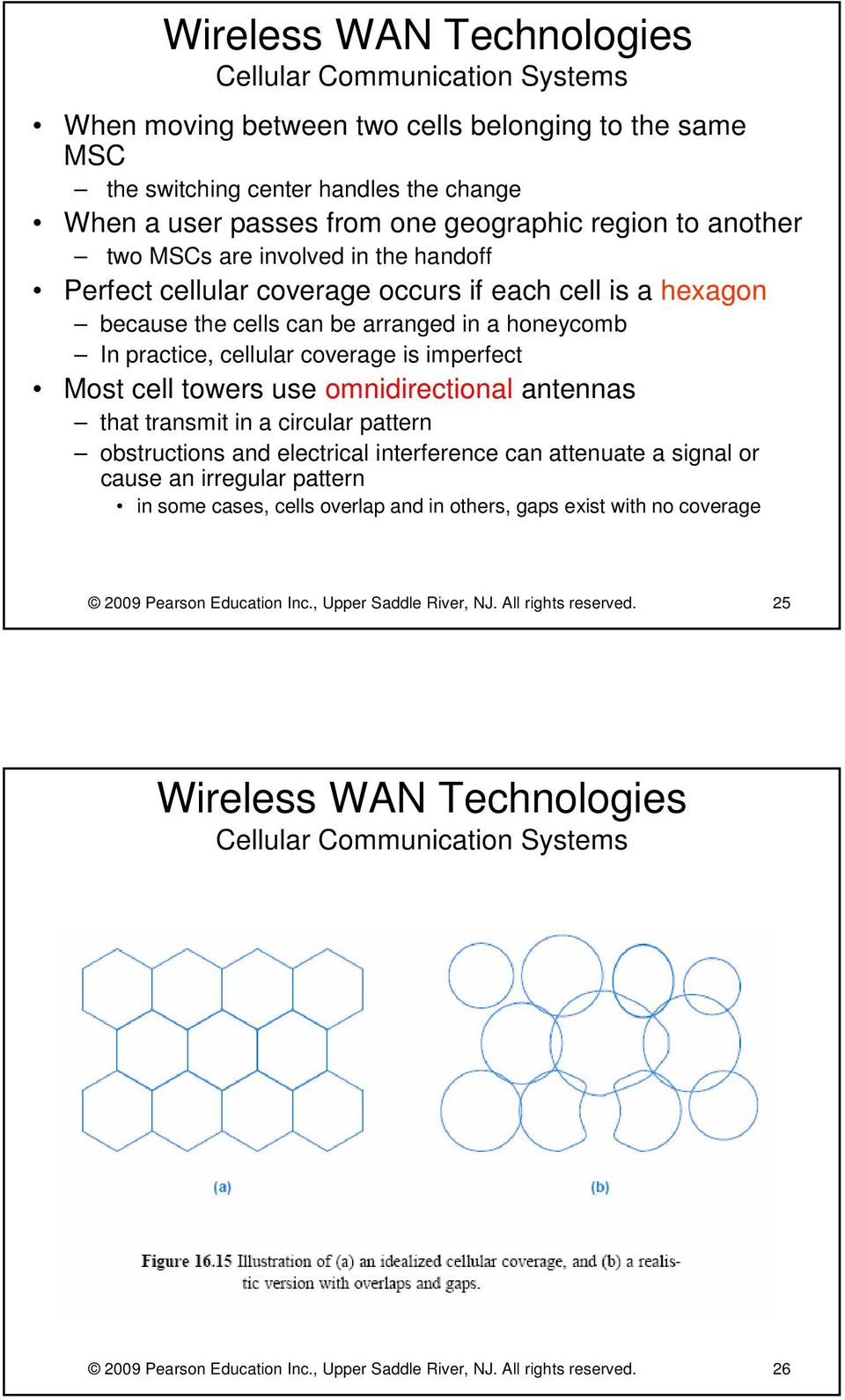 Most cell towers use omnidirectional antennas that transmit in a circular pattern obstructions and electrical interference can attenuate a signal or cause an irregular pattern in some cases, cells