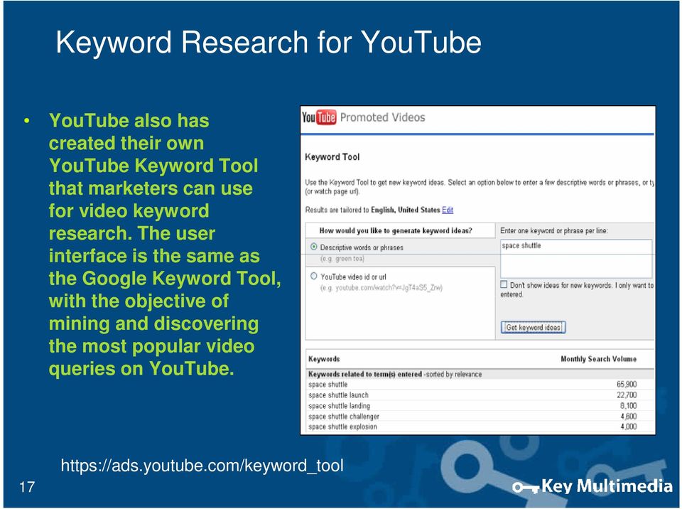 The user interface is the same as the Google Keyword Tool, with the objective of