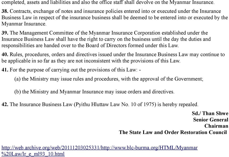 the Myanmar Insurance. 39.