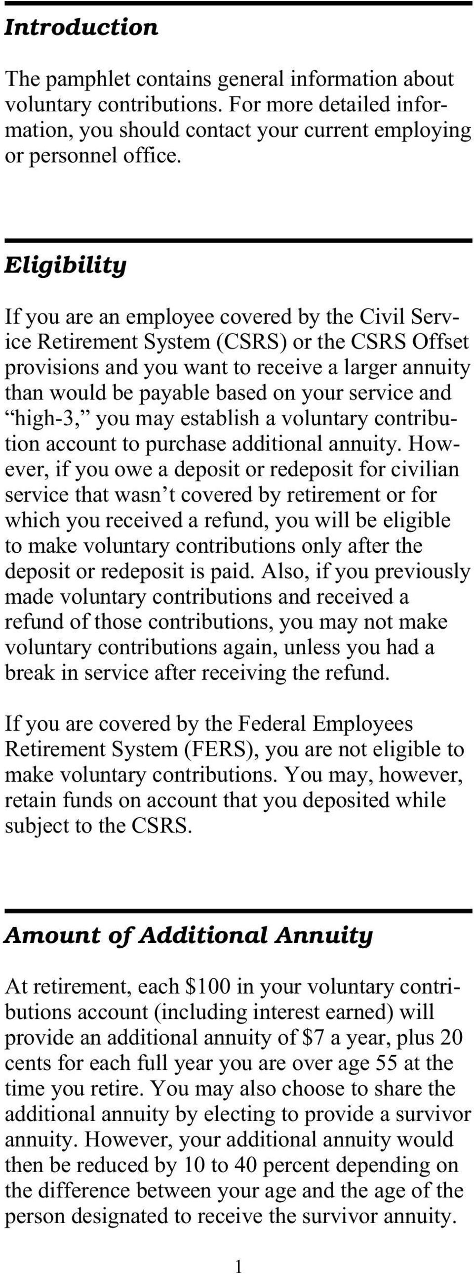 service and high-3, you may establish a voluntary contribution account to purchase additional annuity.