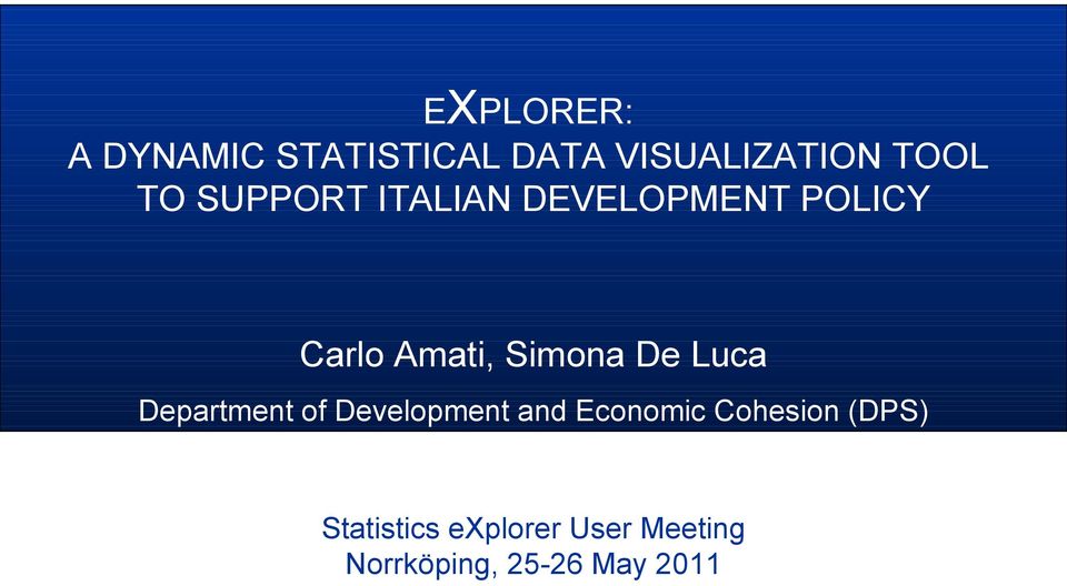Development and Economic Cohesion (DPS) Statistics User Meeting
