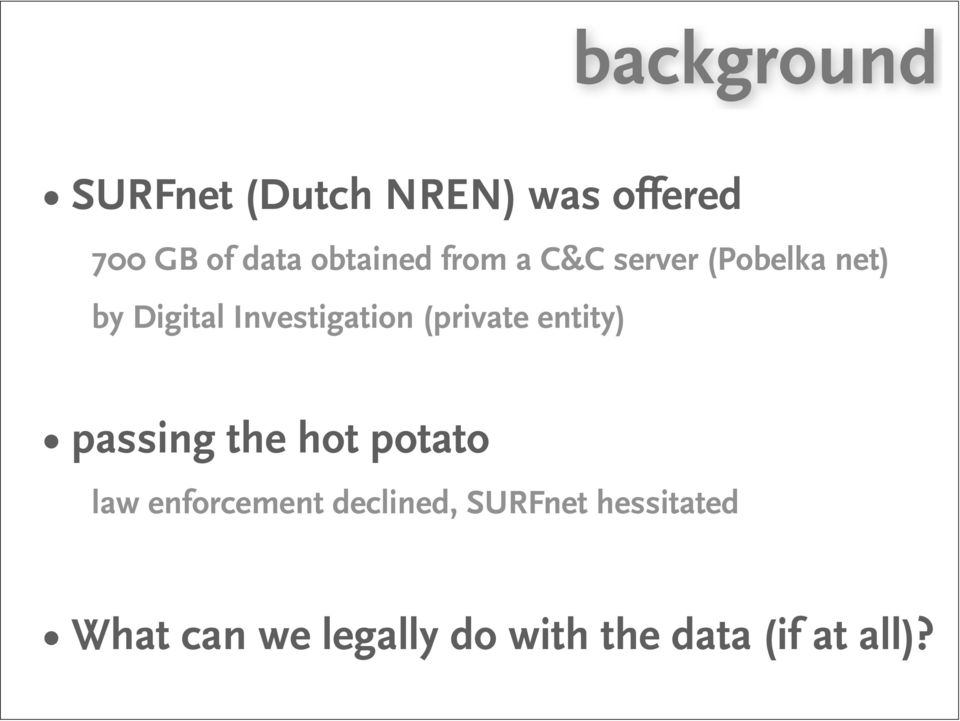 Investigation (private entity) passing the hot potato law