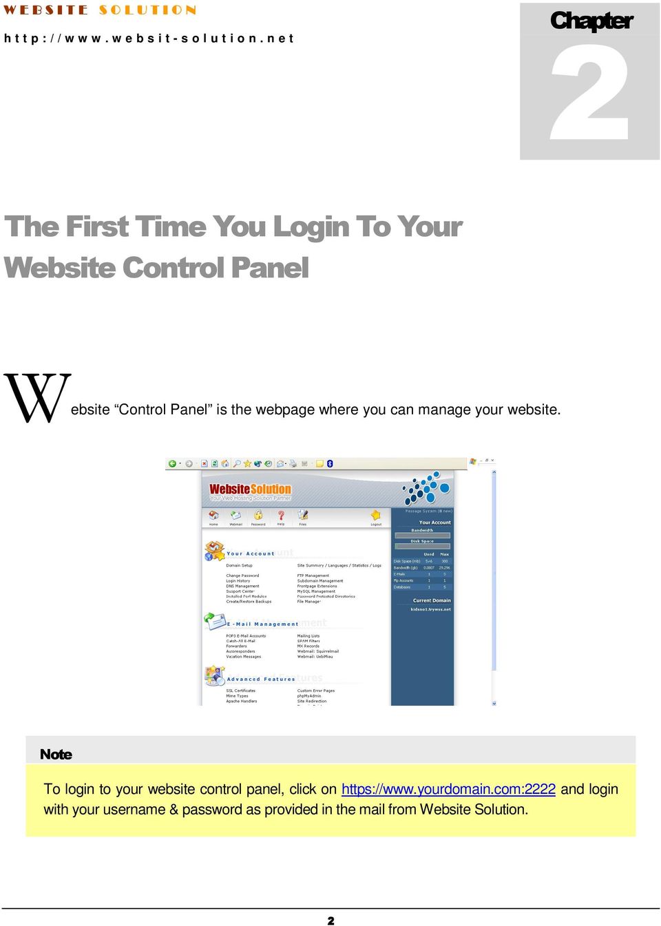 To login to your website control panel, click on