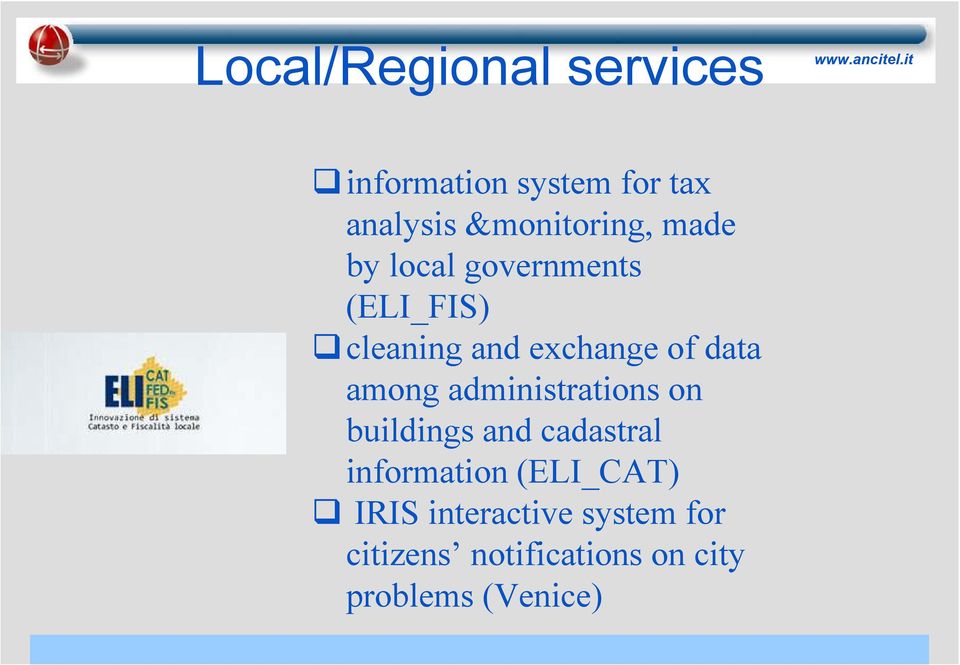 of data among administrations on buildings and cadastral information