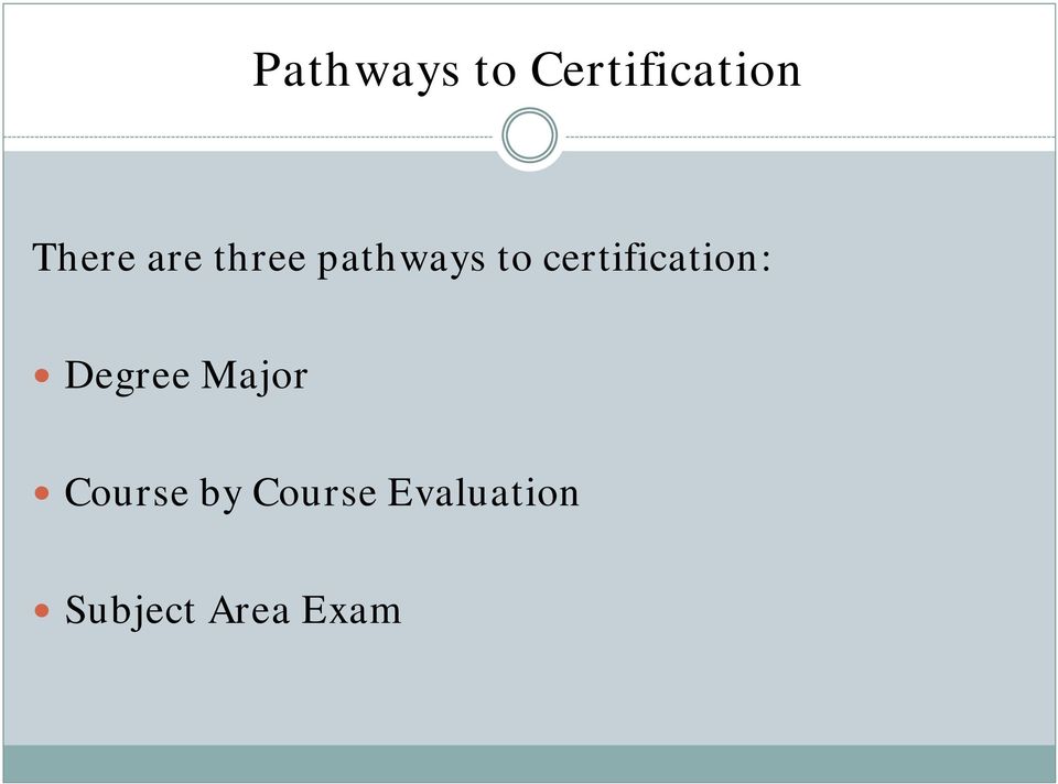certification: Degree Major