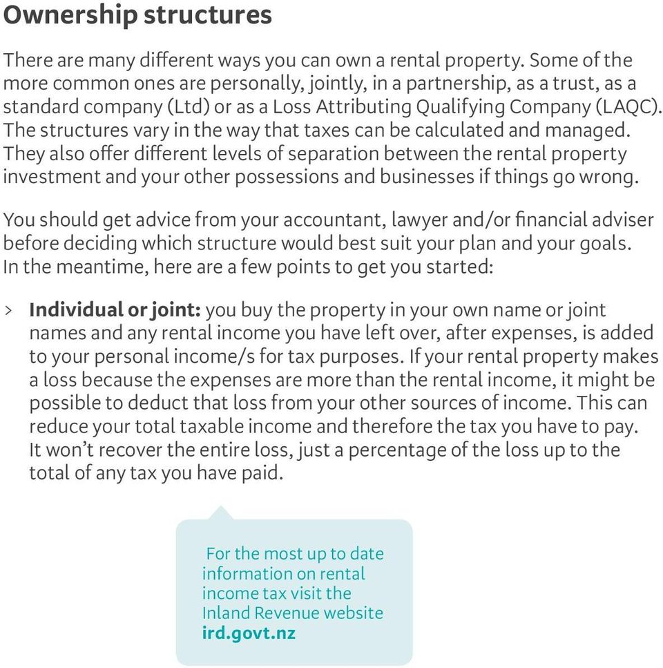The structures vary in the way that taxes can be calculated and managed.