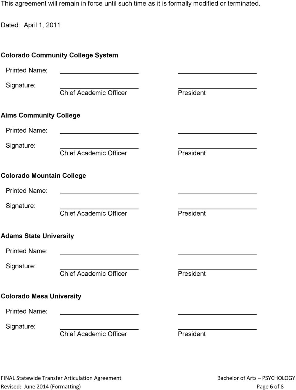 Dated: April 1, 2011 Colorado Community College System Aims Community