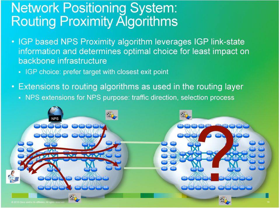 infrastructure IGP choice: prefer target with closest exit point Extensions to routing algorithms