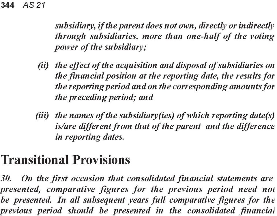 subsidiary(ies) of which reporting date(s) is/are different from that of the parent and the difference in reporting dates. Transitional Provisions 30.