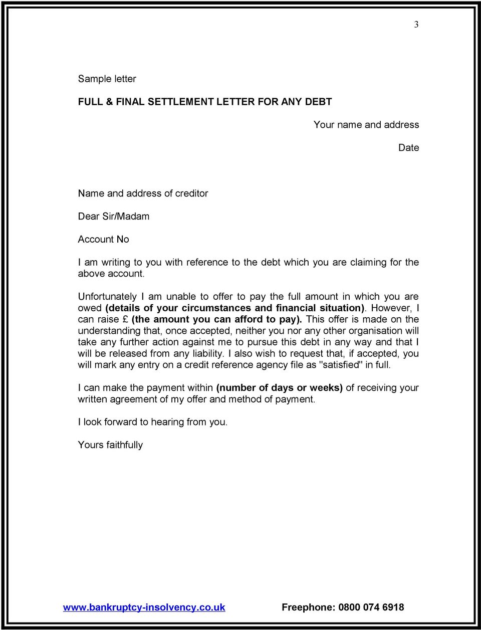 GUIDE TO FULL AND FINAL SETTLEMENTS - PDF Free Download In Full And Final Settlement Offer Letter Template