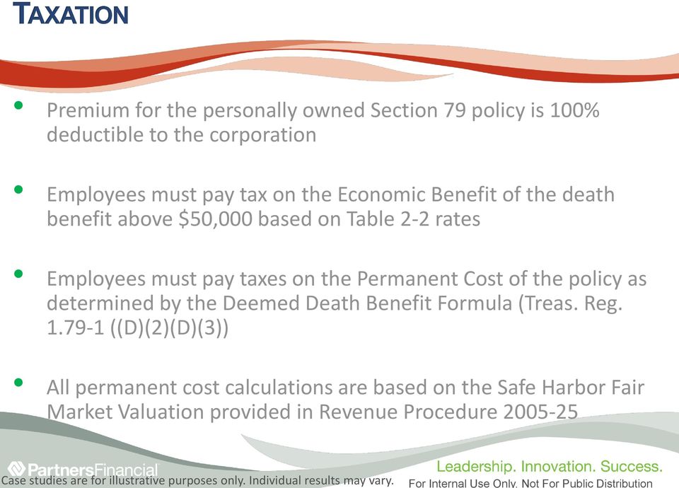 Permanent Cost of the policy as determined by the Deemed Death Benefit Formula (Treas. Reg. 1.