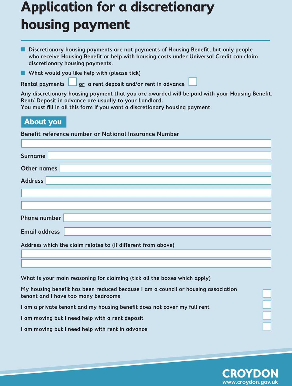 application for a discretionary housing payment - pdf