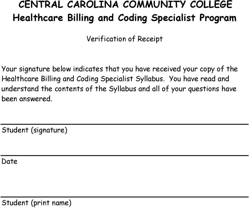 Healthcare Billing and Coding Specialist Syllabus.