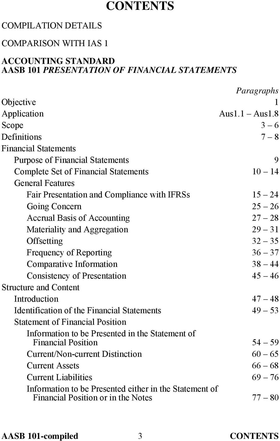 Concern 25 26 Accrual Basis of Accounting 27 28 Materiality and Aggregation 29 31 Offsetting 32 35 Frequency of Reporting 36 37 Comparative Information 38 44 Consistency of Presentation 45 46