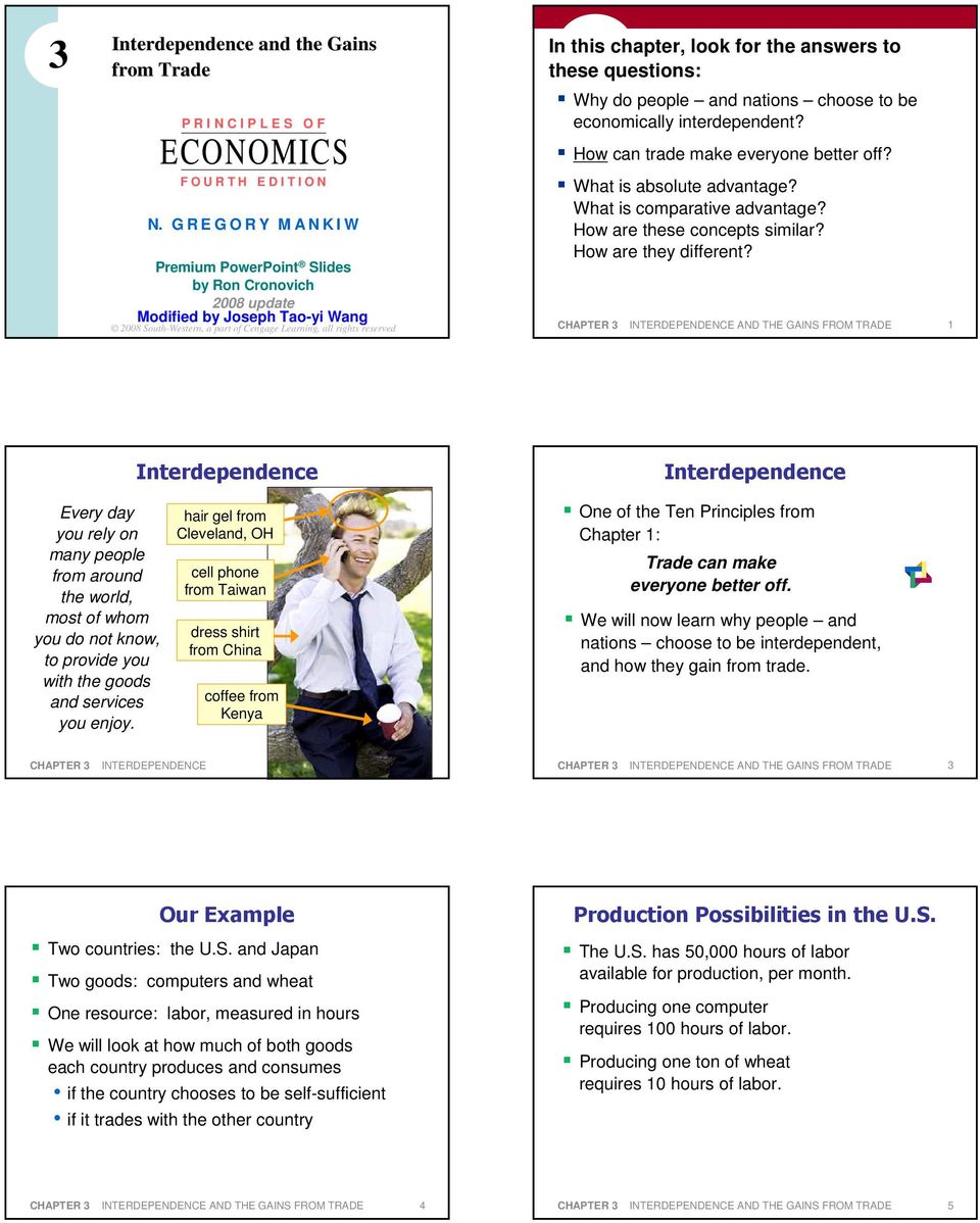 for the answers to these questions: Why do people and nations choose to be economically interdependent? How can trade make everyone better off? What is absolute advantage?