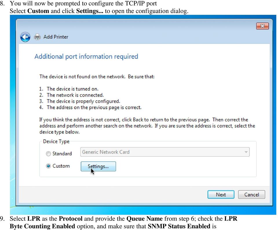 Select LPR as the Protocol and provide the Queue Name from step 6;