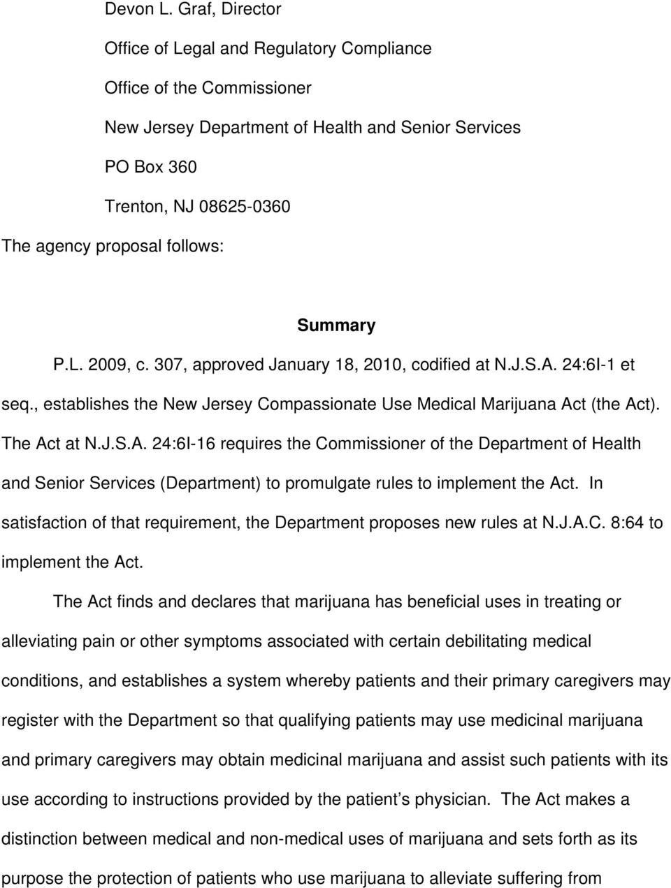 Summary P.L. 2009, c. 307, approved January 18, 2010, codified at N.J.S.A.